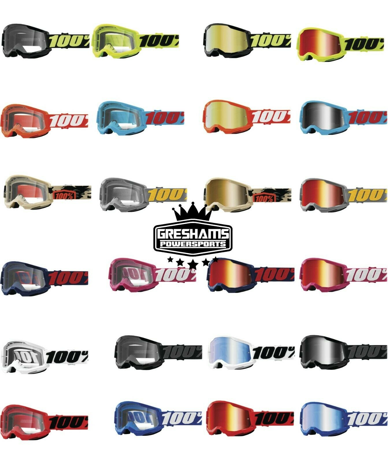 100% Strata 2 Goggles -all Colors- Offroad Mx Mtb Motocross Clear Or Mirror Lens