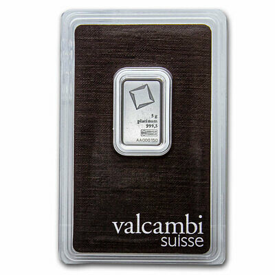 5 Gram Platinum Bar - Valcambi (in Assay) - Sku#209225