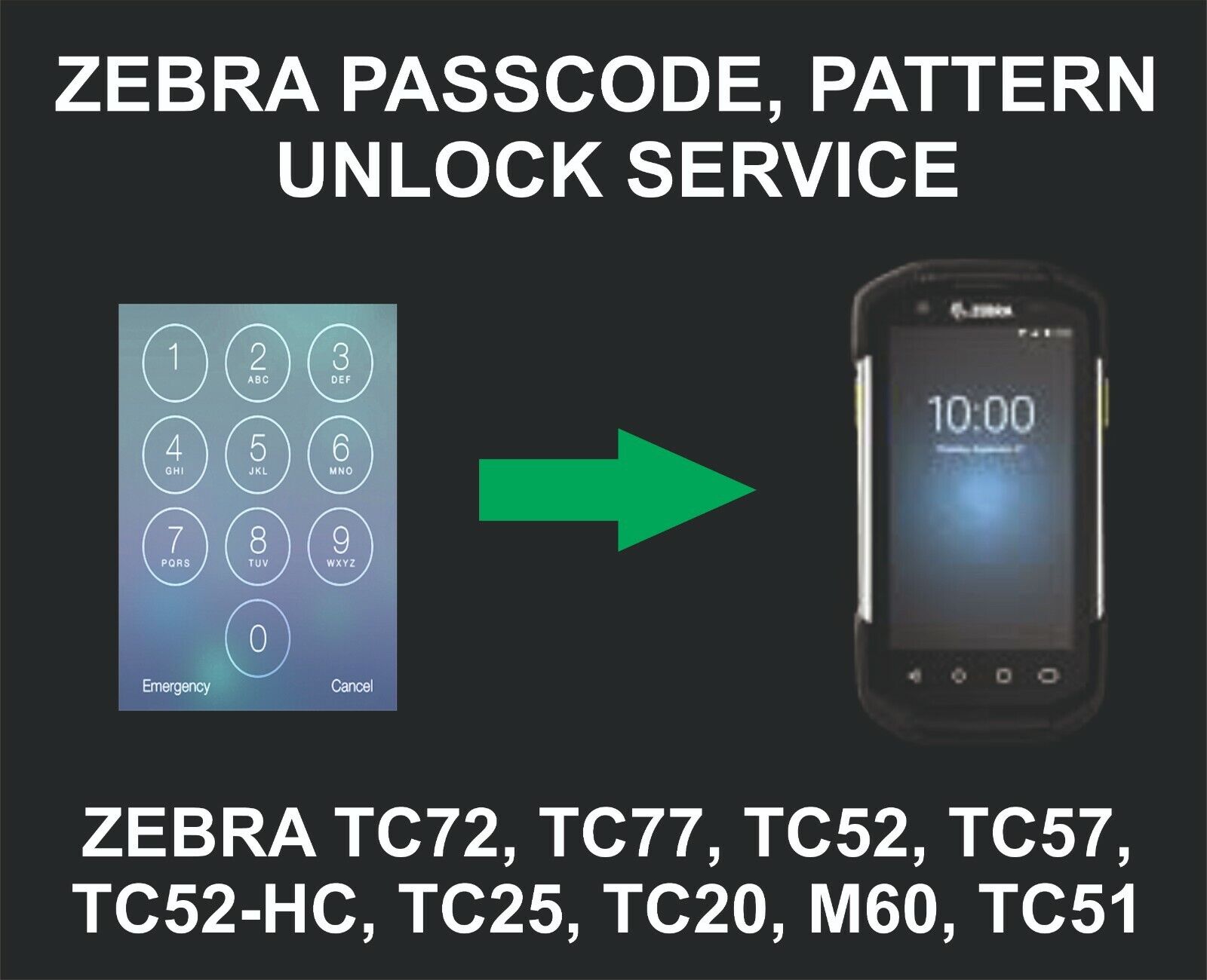 Zebra Passcode, Pin Lock Unlock Service, Tc72, Tc77, Tc52, Tc57, Tc52-hc, Tc25