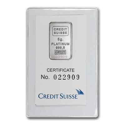 5 Gram Platinum Bar - Credit Suisse (in Assay) - Sku #1117