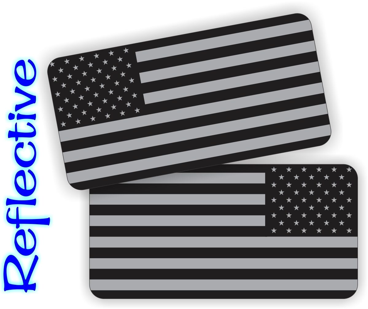 Reflective American Flag Black Ops Hard Hat Stickers Decals Stealthy Flags Pair