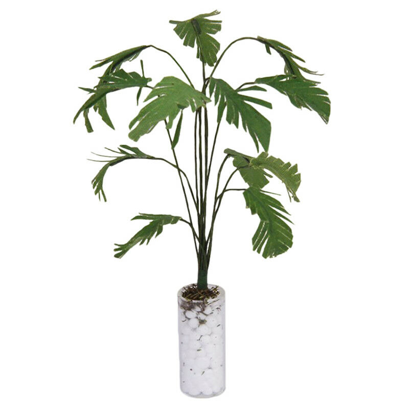 Dollhouse Miniature Green Banana Tree Plant With Vase Pot Accessory Garden Decor